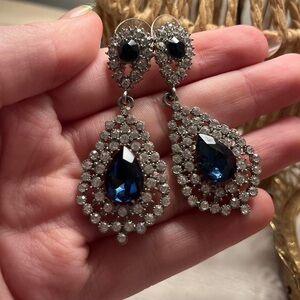 Elegant Silver and Blue Teardrop Earrings